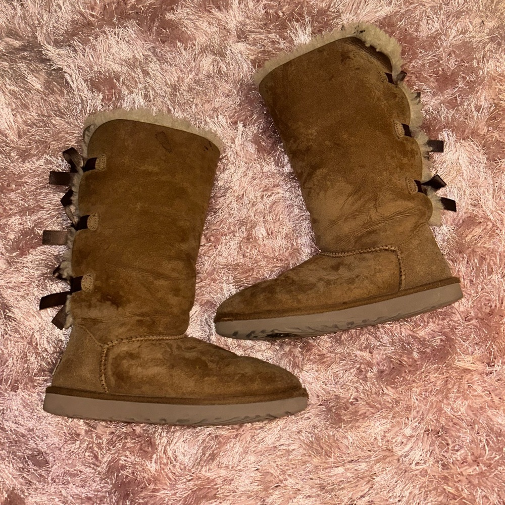 Brown High Uggs with Bows